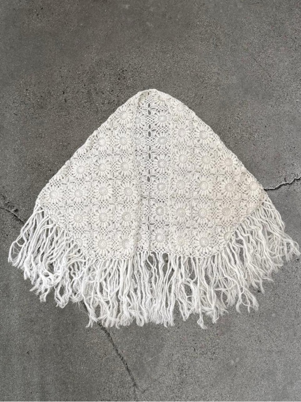 Handmade Crochet Fringe Shawl